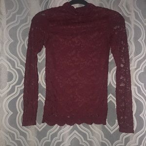 Burgundy laced blouse long sleeve